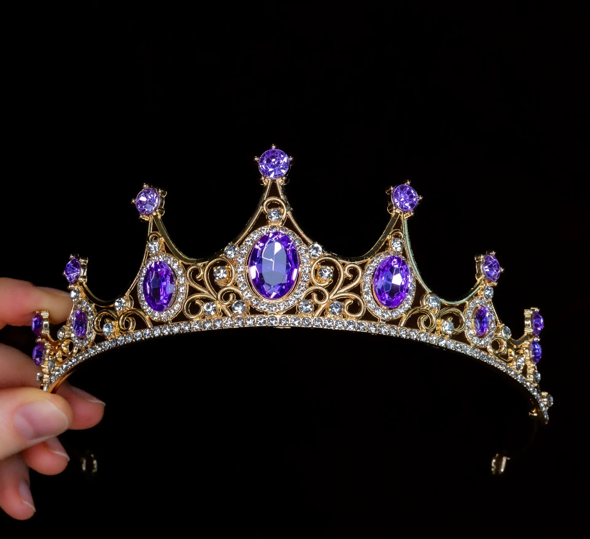 Diadem Crown Tiara for hair Purple Stones
