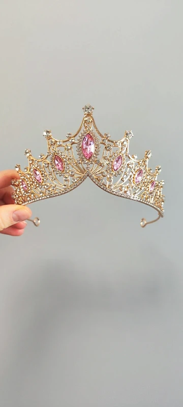 Elegant Pink & Gold Crystal Tiara
